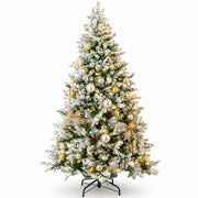 Albero di natale artico 180 cm innevato con luci integrate fortunato