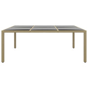 Tavolo Giardino 200x150x75 cm Vetro Temperato Polyrattan Beige 310588