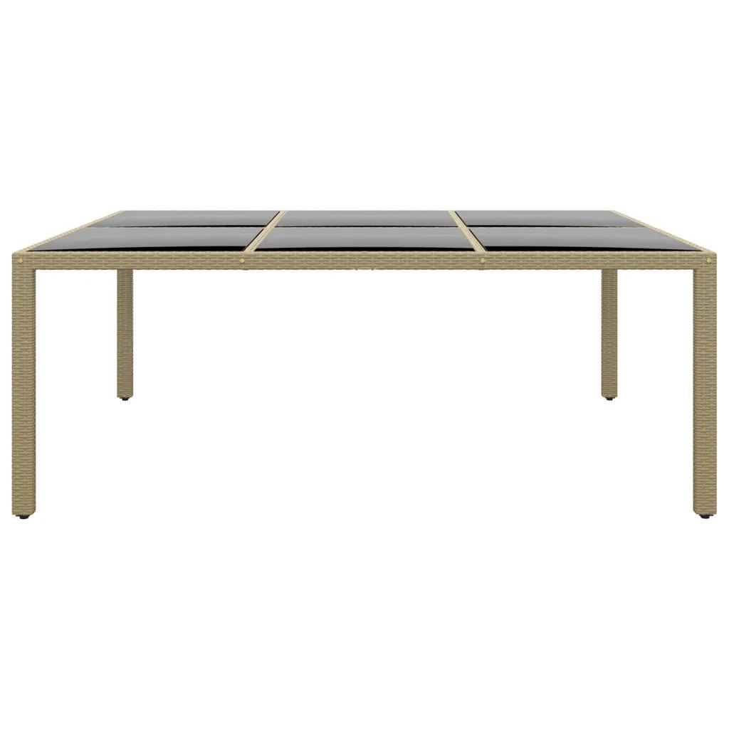 Tavolo Giardino 200x150x75 cm Vetro Temperato Polyrattan Beige 310588