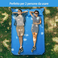 Materassino Campeggio Autogonfiabile per 2 Persone, Materassino da Campeggio Doppio con Cuscino, Veloce da Gonfiare e Sgonfiare, Impermeabile, per Spiaggia, Montagna e Campeggio (Blu)
