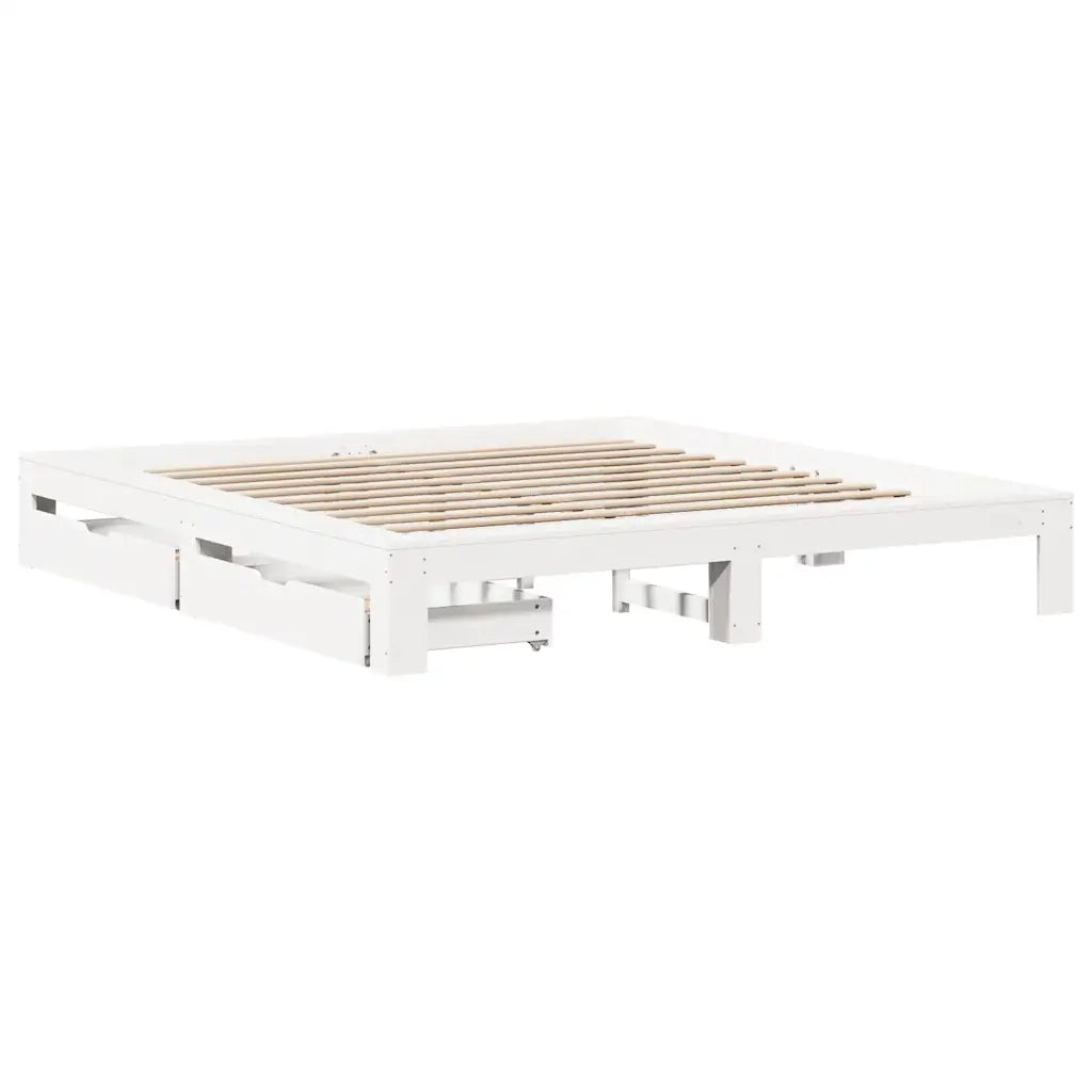Giroletto senza Materasso Bianco 200x200 cm Legno Massello Pino