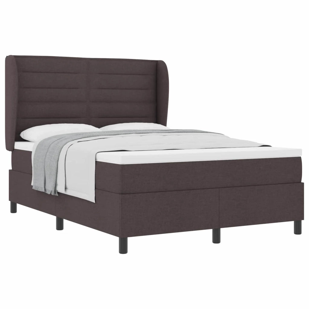 Letto a molle con materasso Marrone scuro 140 x 200 cm Tessuto 3340504