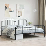 Giroletto con Testiera e Pediera-Struttura Letto Metallo Nero 193x203 cm 438402