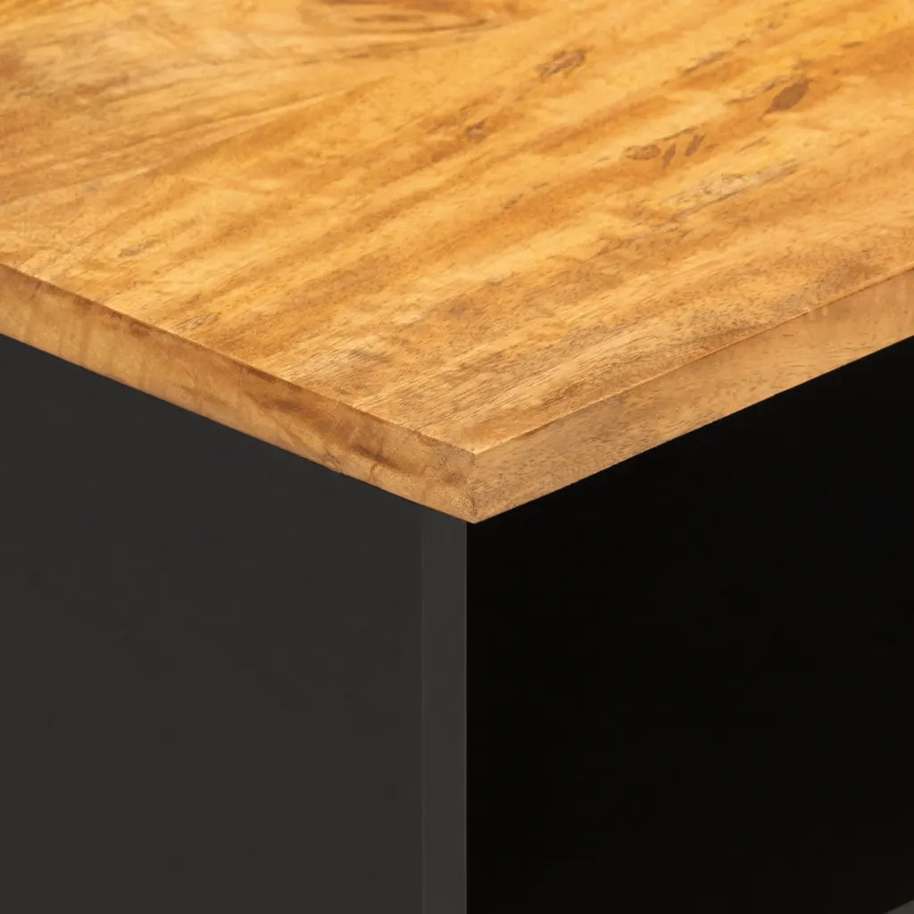 Mobile Porta TV-Mobile per TV-Credenza TV Marrone e Nero 80x33,5x46 cm in Legno di Mango