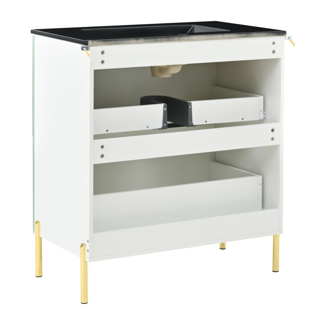 Mobile bagno con lavabo in ceramica e 2 cassetti; 81;5 cm in MDF verde