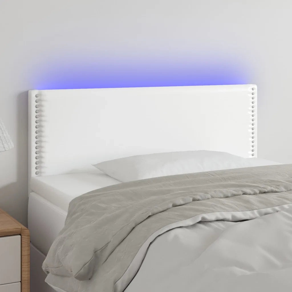 Testiera | Testata Bianco a LED 100x5x78/88 cm in Similpelle