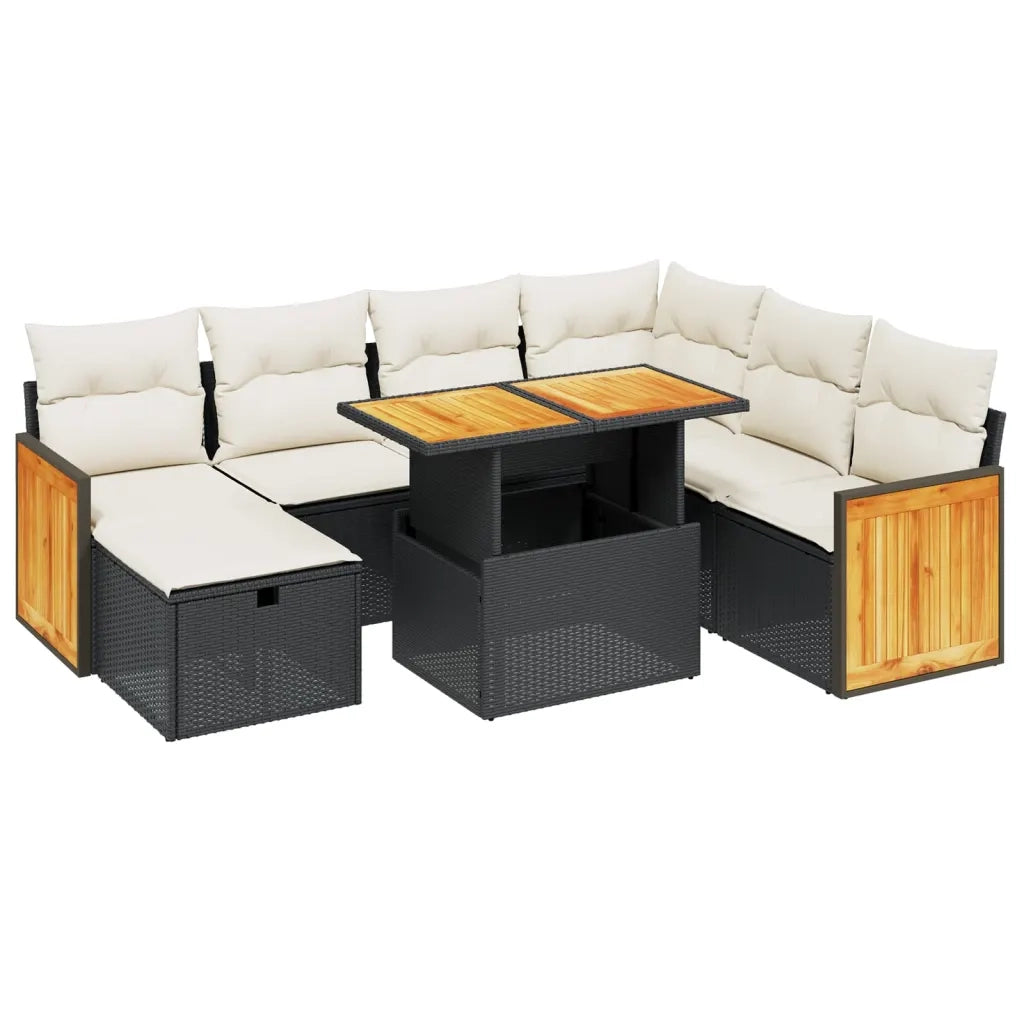 Set Divani da Giardino con Cuscini 8 pz Nero in Polyrattan 3276262