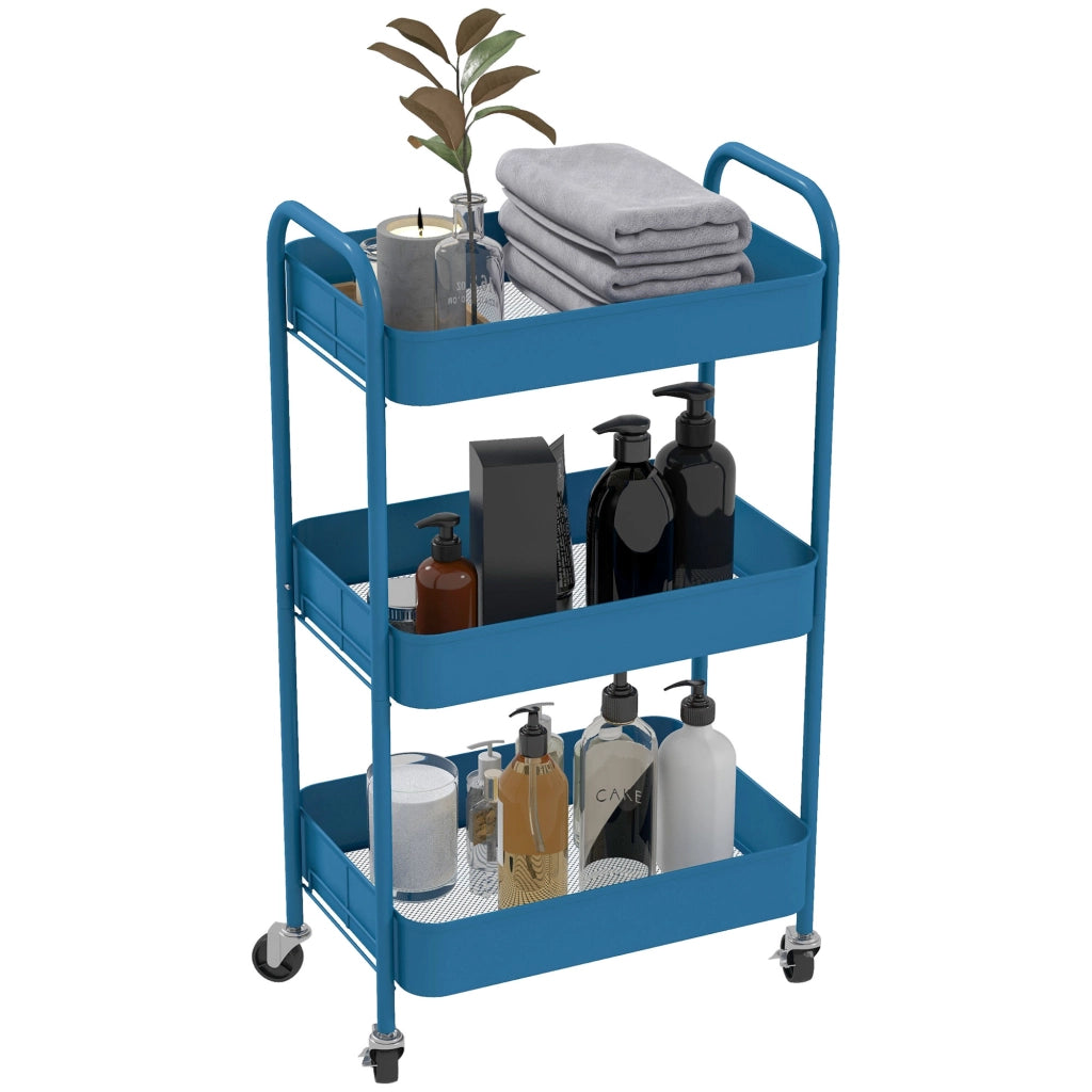 Carrello con 3 Cestini ¨C Zephmum ¨C Acciaio Grigio 45x30.6x79 cm