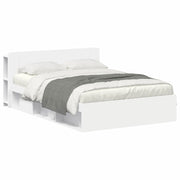 Letto matrimoniale | Letto per adulti | Telaio del letto con storage con testiera Bianco 140 x 200 cm