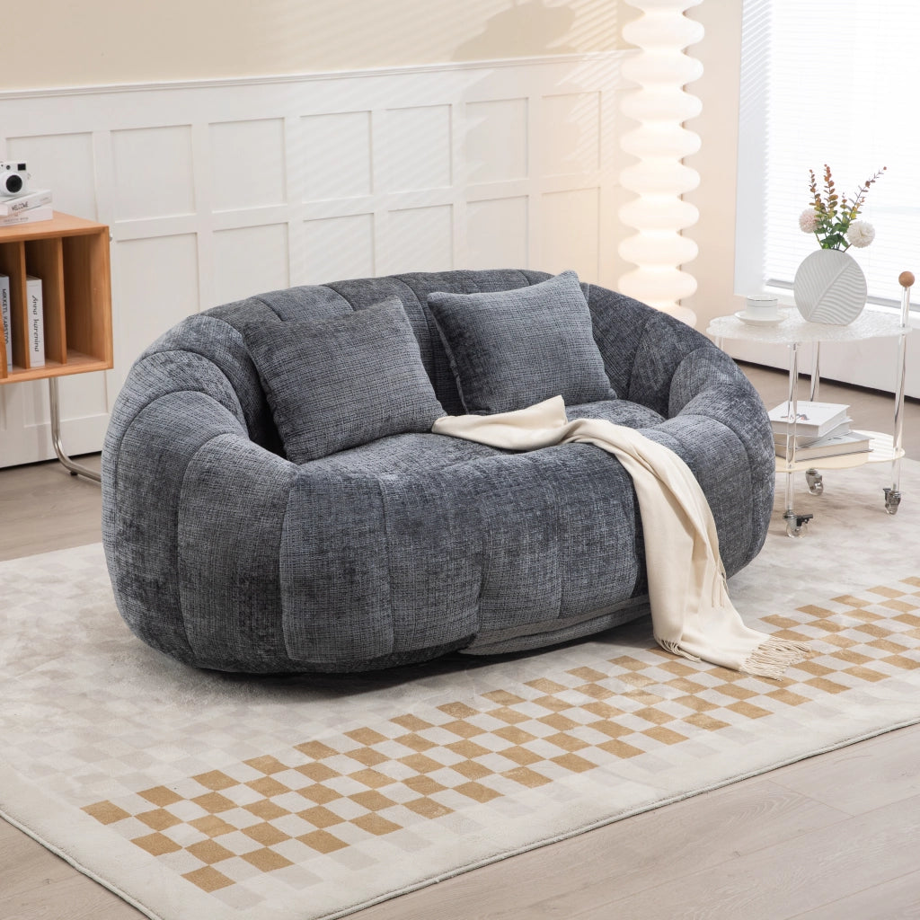 OKWISH Poltrona Pouf con Schienale Alto e Braccioli, Seduta da Pavimento per Gioco e Relax, Ciniglia, Grigio
