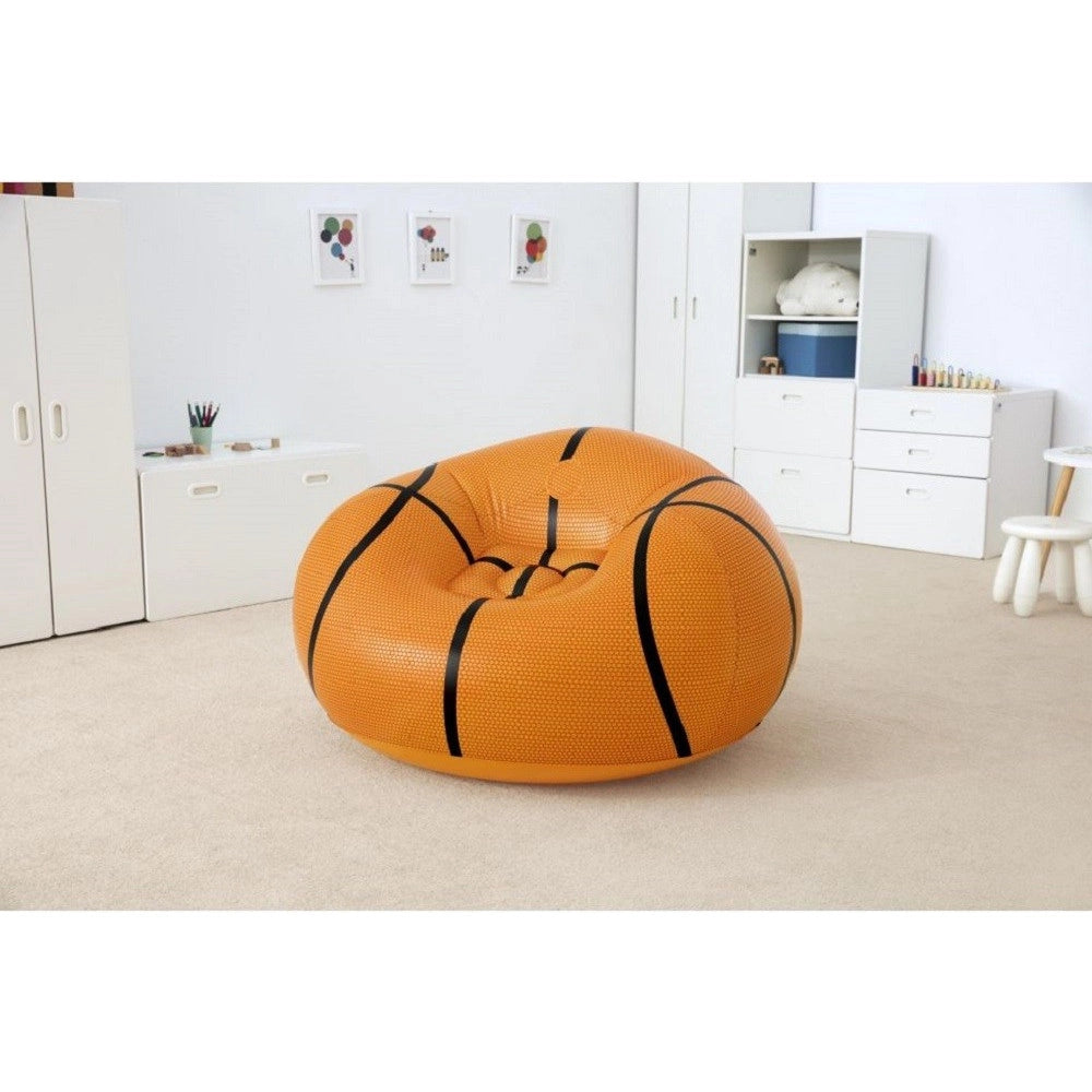 Trade Shop - Poltrona Pouf Gonfiabile Design Palla Da Basket Bambini Ragazzi 114x112x66cm 75103 -