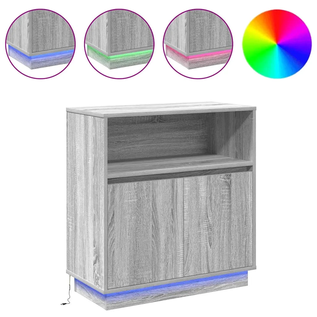 Credenza | Madia LED Grigio Sonoma 71 x 34,5 x 75 cm Legno multistrato