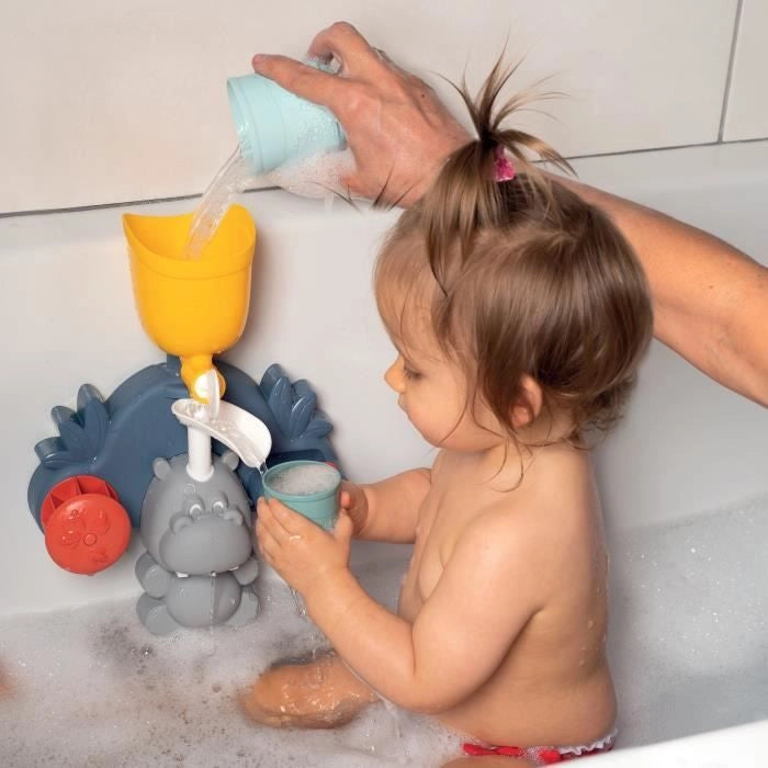 Giocattolo da bagnetto Smoby Little Smoby Hippo - Scivolo e ruote per bambino di 18 mesi - Blu e verde