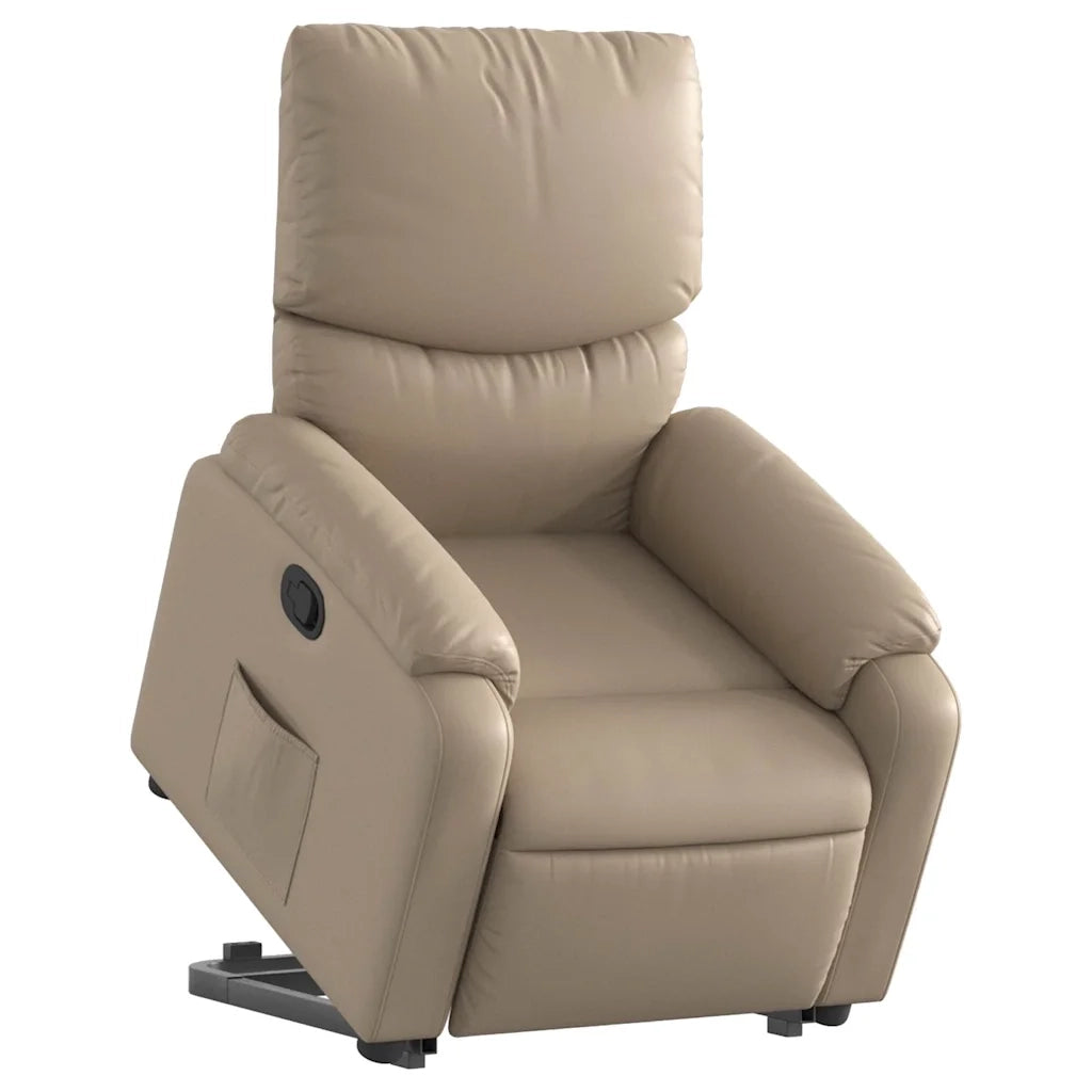 Poltrona | Sedia Relax Alzapersona Reclinabile Cappuccino in Similpelle