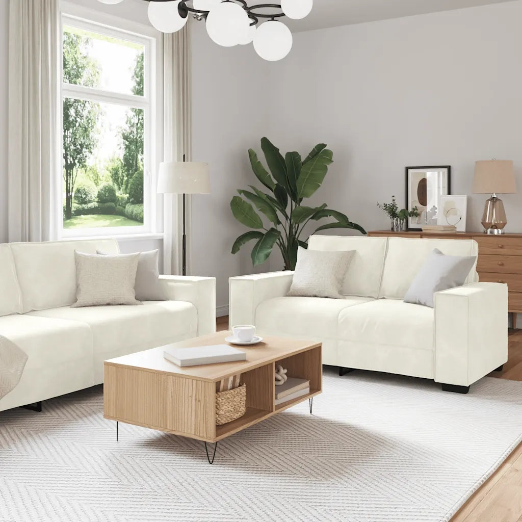 Set di Divani 2 pz con Cuscini Crema in Velluto 3324708