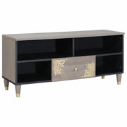 Mobile TV Grigio 100 x 33 x 46 cm Legno di mango massello 4018788