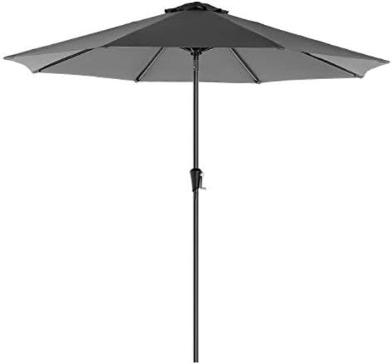 Ombrellone quadrato per giardino, 3 metri di diametro, grigio, poliestere, pieghevole con maniglia, occultamento solare per esterno, giardino, balcone e terrazza