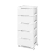 Mobile contenitore verticale 40 x 32 x 96 cm con 5 cassetti mobili e chiudibili a chiave stile moderno bianco PP 20_0012737