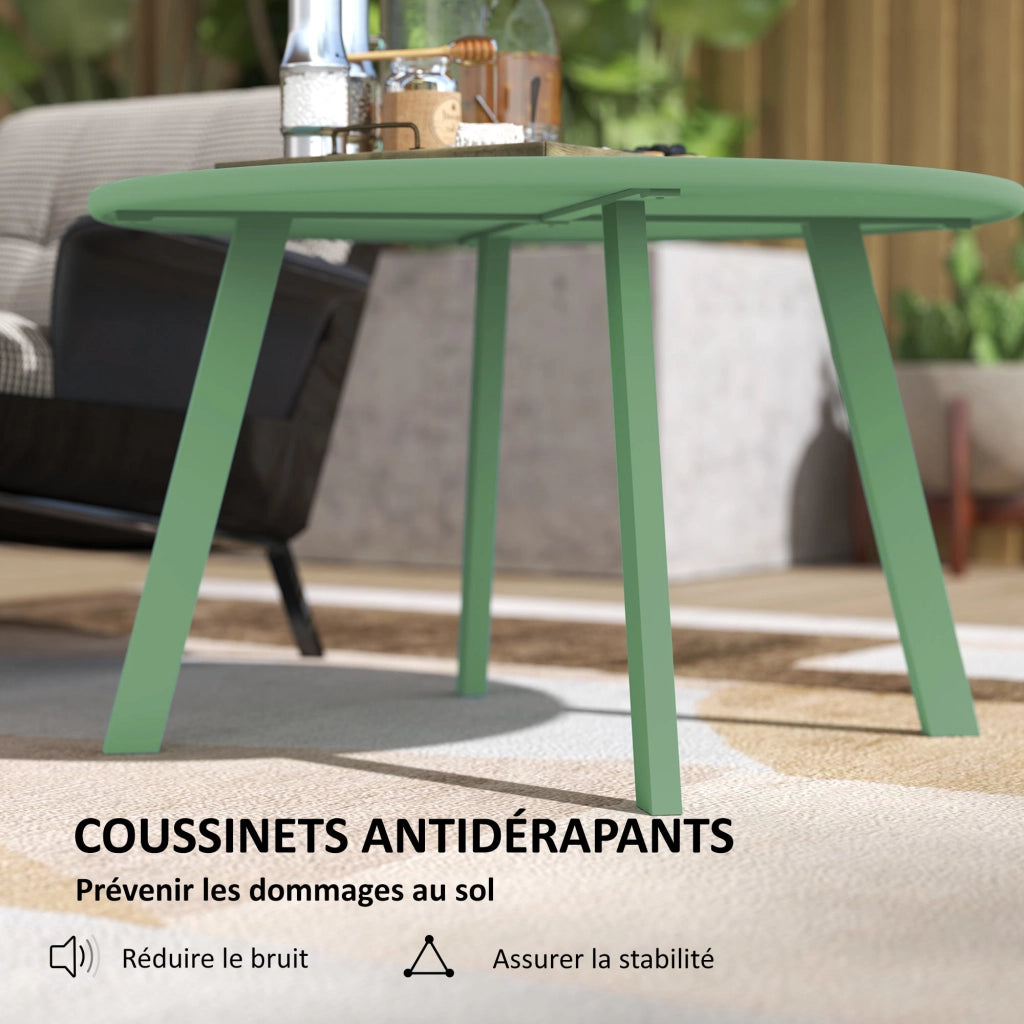 Tavolino da giardino rotondo ¨C ZephMum ¨C verde, metallo, ?70x42 cm