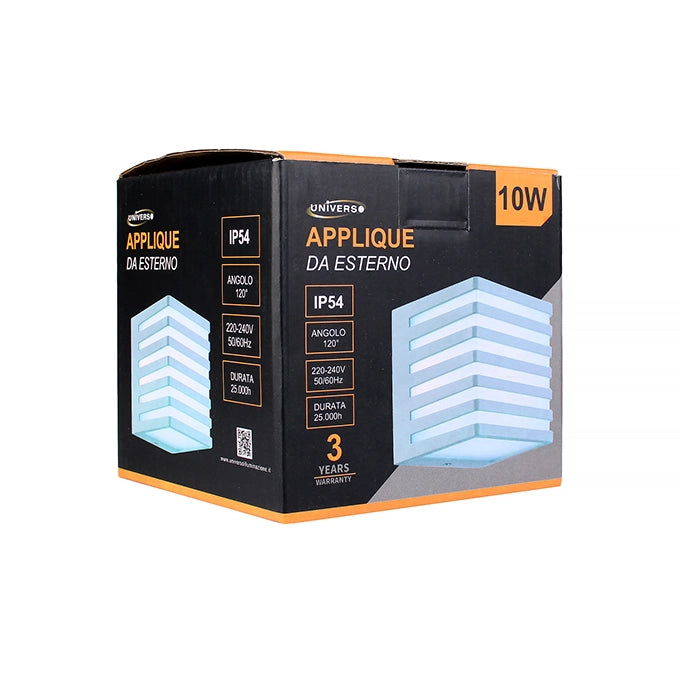 APPLIQUE LED CUBO DA ESTERNO IP54 IN ALLUMINIO BIANCO ILLUMINAZIONE CALDA 3000K - DESIGN MINIMALISTA