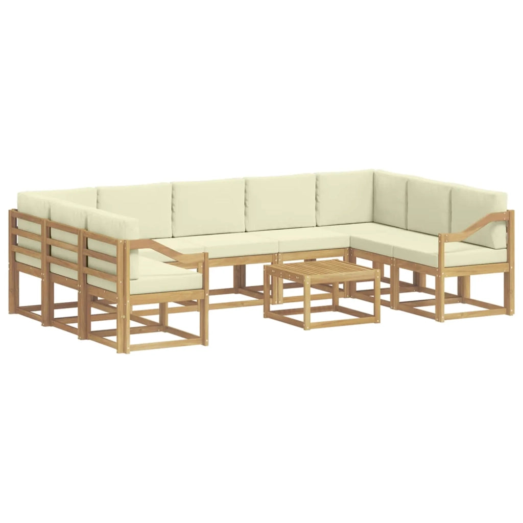 Set di divani da esterno 10 pcs Bianco e Crema 59 x 59 x 37 cm