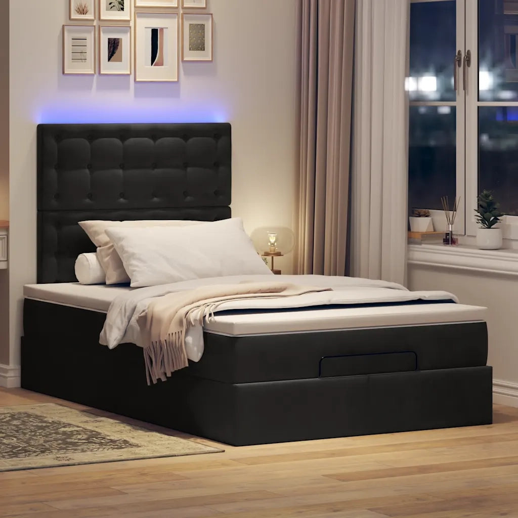 Struttura Letto Pouf con Materassi Nero 120x200 cm Velluto 3314458