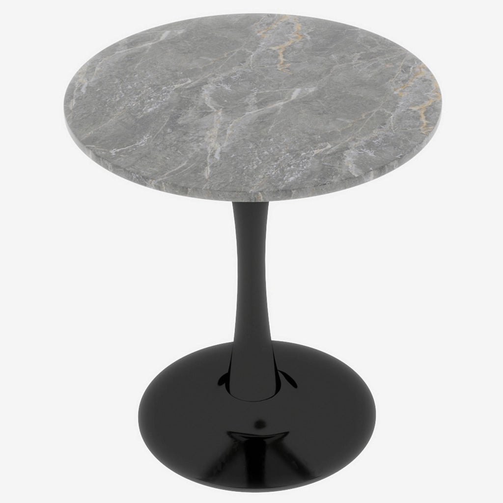 Tavolino da Caff¨¨ Rotondo Effetto Marmo ¨C Xylo ¨C Nero, Piano in Vetro Temperato, 70 cm
