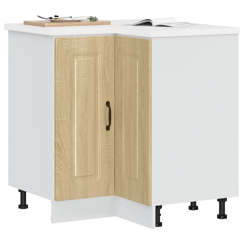 Base Angolare da Cucina-Mobile Angolare da Cucina Kalmar Rovere Sonoma Legno Multistrato
