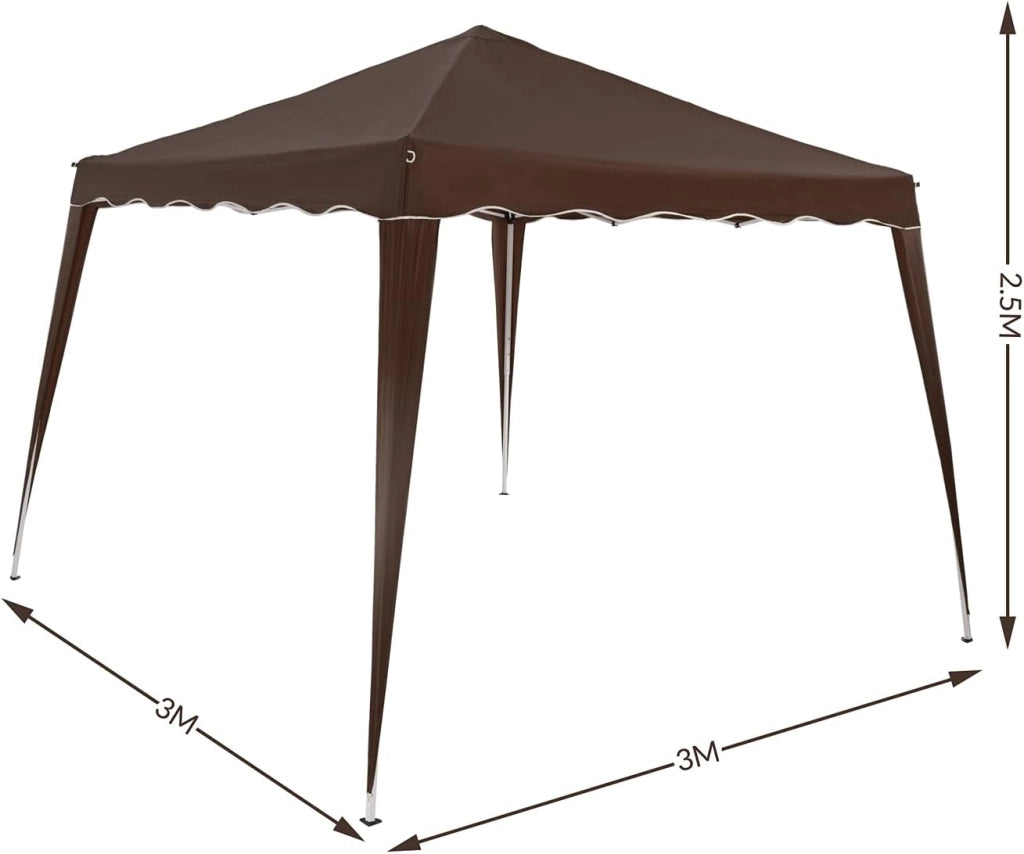 Deuba Gazebo da Giardino Capri 3x3m Pop-Up Protezione 50+ Impermiabile Tenda a Fisarmonica Marrone Scuro