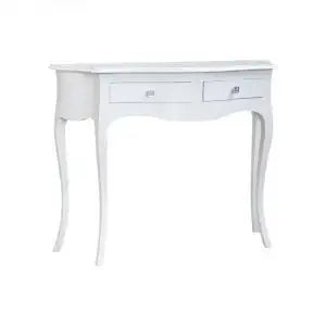 Consolle in legno Shabby chic bianco opaco mod Aurora con pomelli Swaroski