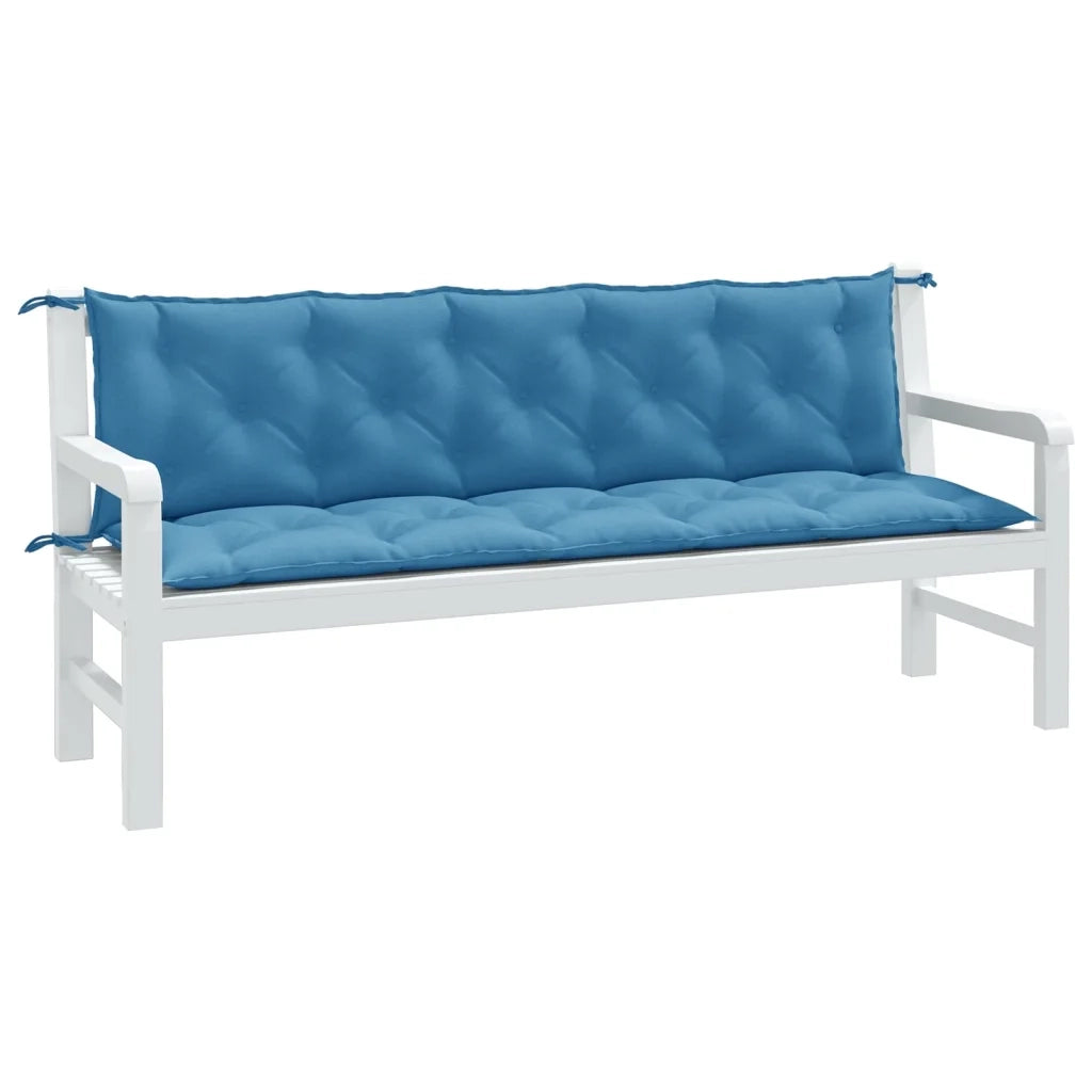 Cuscini Panca Giardino 2pz Blu MÃ©lange 180x50x7 cm Tessuto