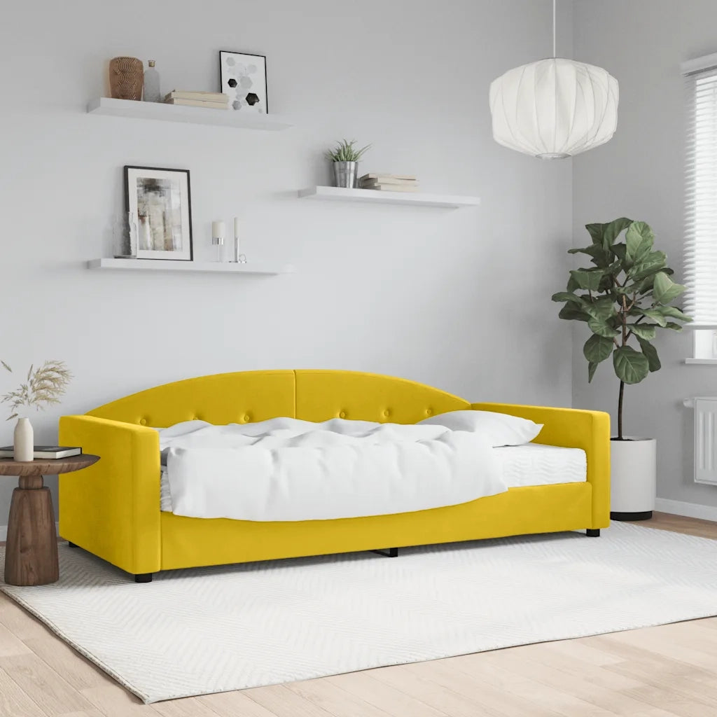 Divano Letto con Materasso-Sofa Letto-Daybed Giallo 90x200 cm in Velluto 396627