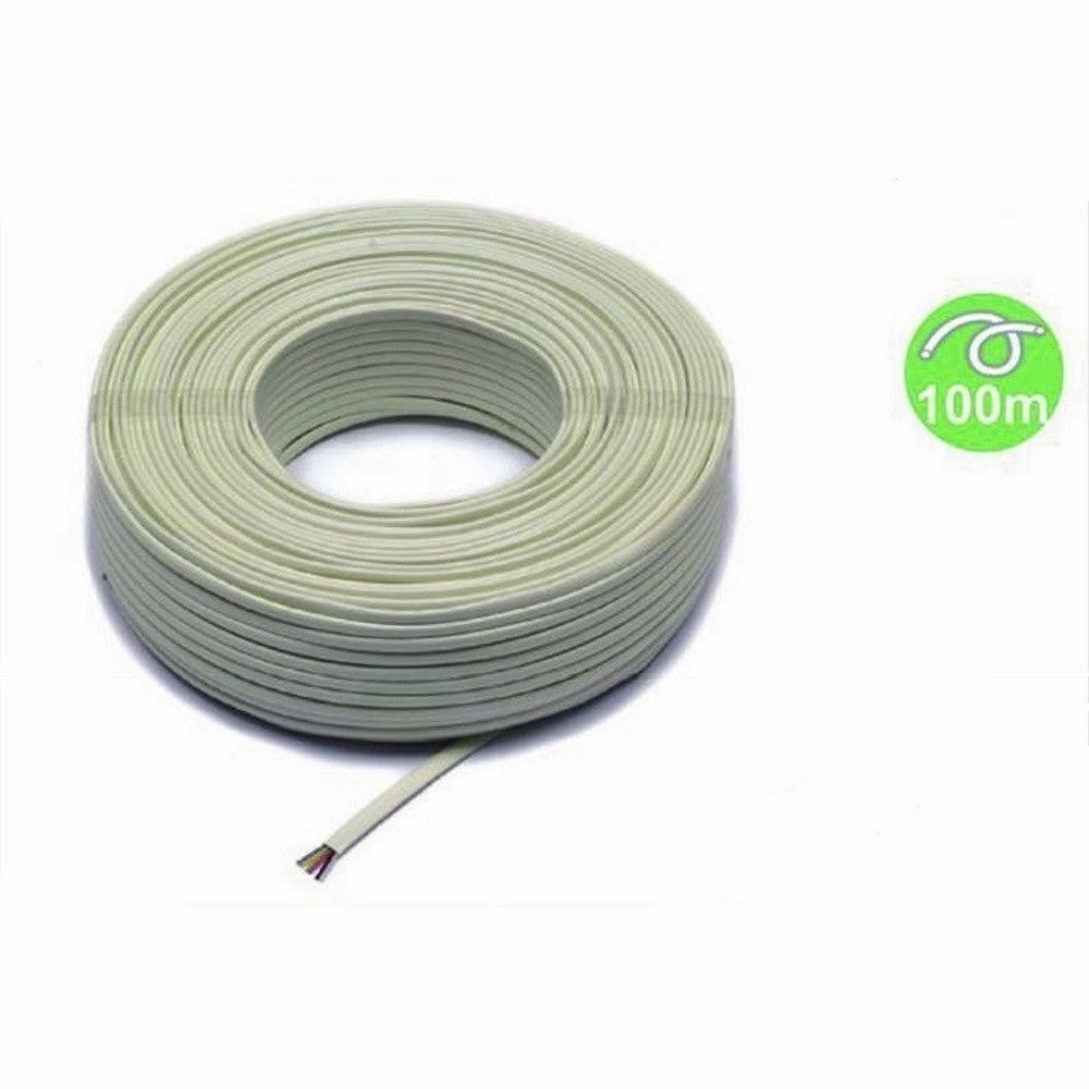 Trade Shop - Matassa 100 Metri Cavo Telefonico 6c Piatto Con Rivestimento Colore Avorio 31430 -