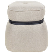 Pouf poggiapiedi stile moderno rotondo in tessuto di lino beige soggiorno camera da letto