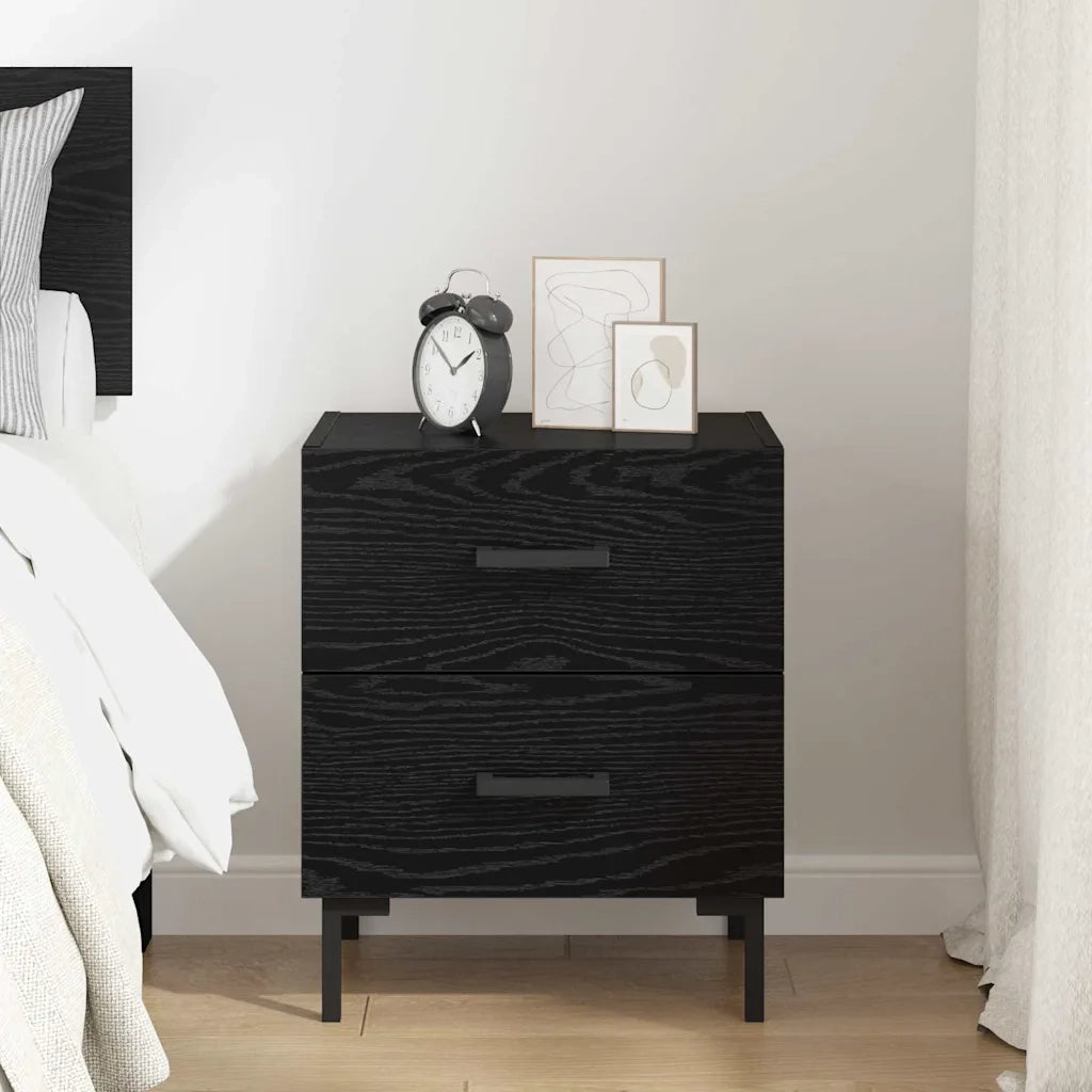 Comodino | Armadio da Notte | Mobiletto da notte con cassetto Rovere Nero 40 x 35 x 47,5 cm