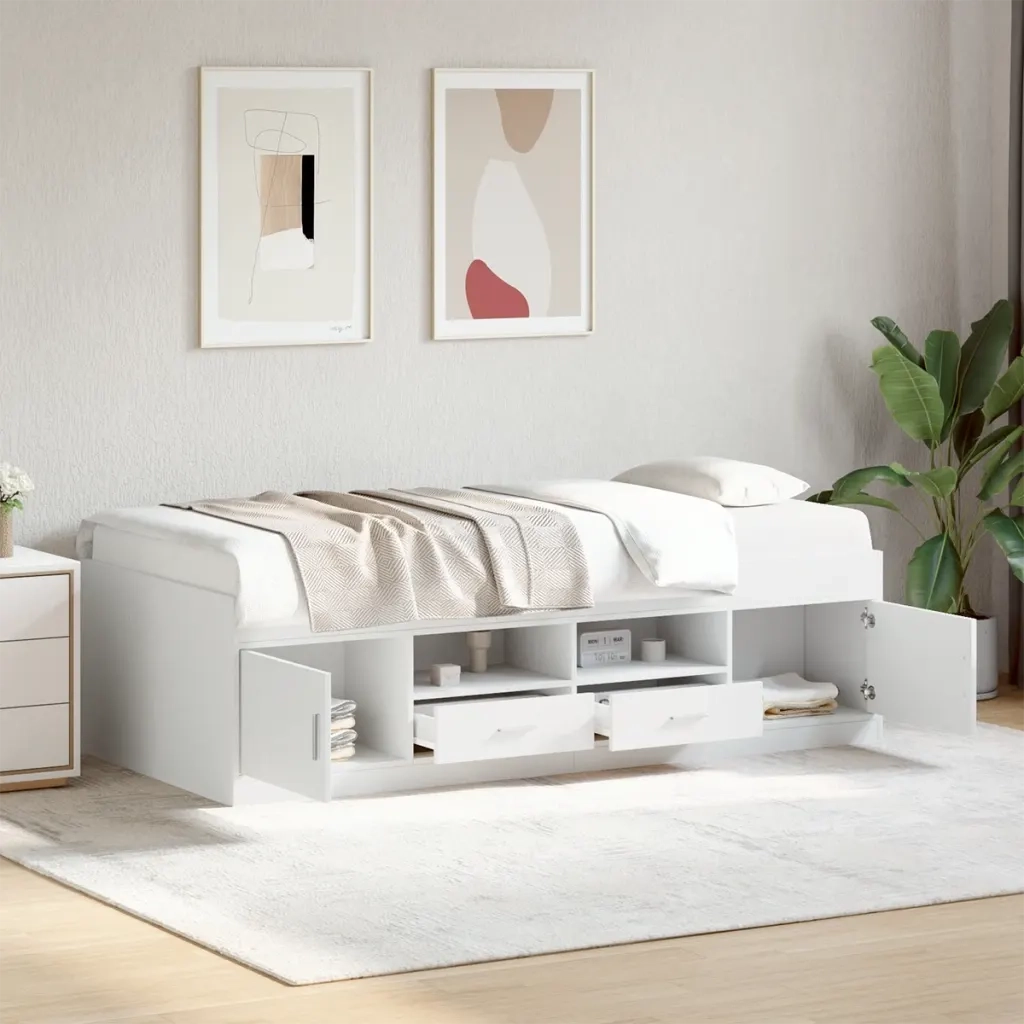 vidaXL Divano Letto con Cassetti senza Materasso Bianco 75x190 cm