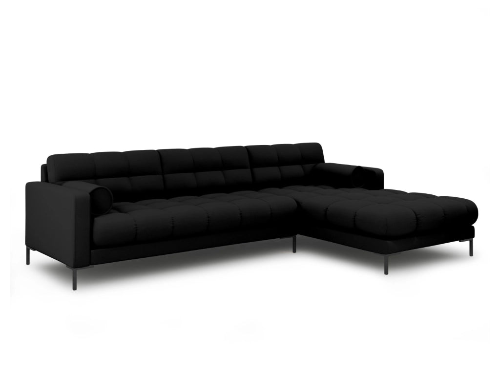 Cosmopolitan Design - Divano angolare destro "Bali" 5 posti in tessuto strutturato nero 