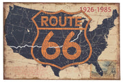 Biscottini Stampa 'ROUTE 66' su tela in juta grezza anticata L90xPR2xH60 cm dimensioni