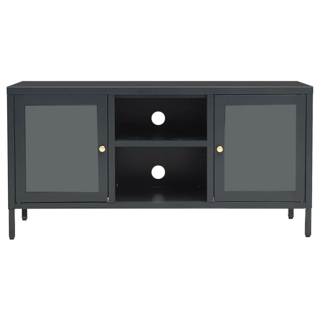 Mobile TV Antracite 105x35x52 cm in Acciaio e Vetro 336060
