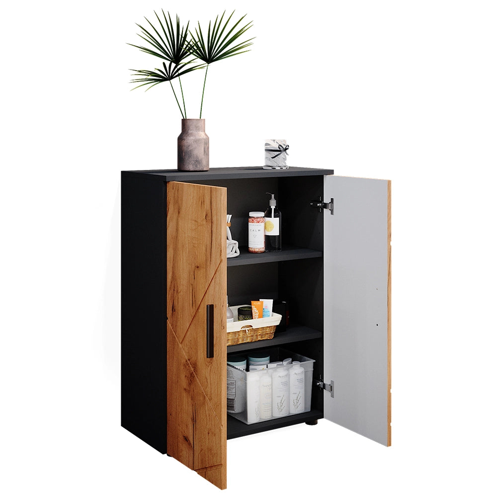 Vicco Set di mobili da bagno Quercia dorata/antracite 2 parti, con unità midi