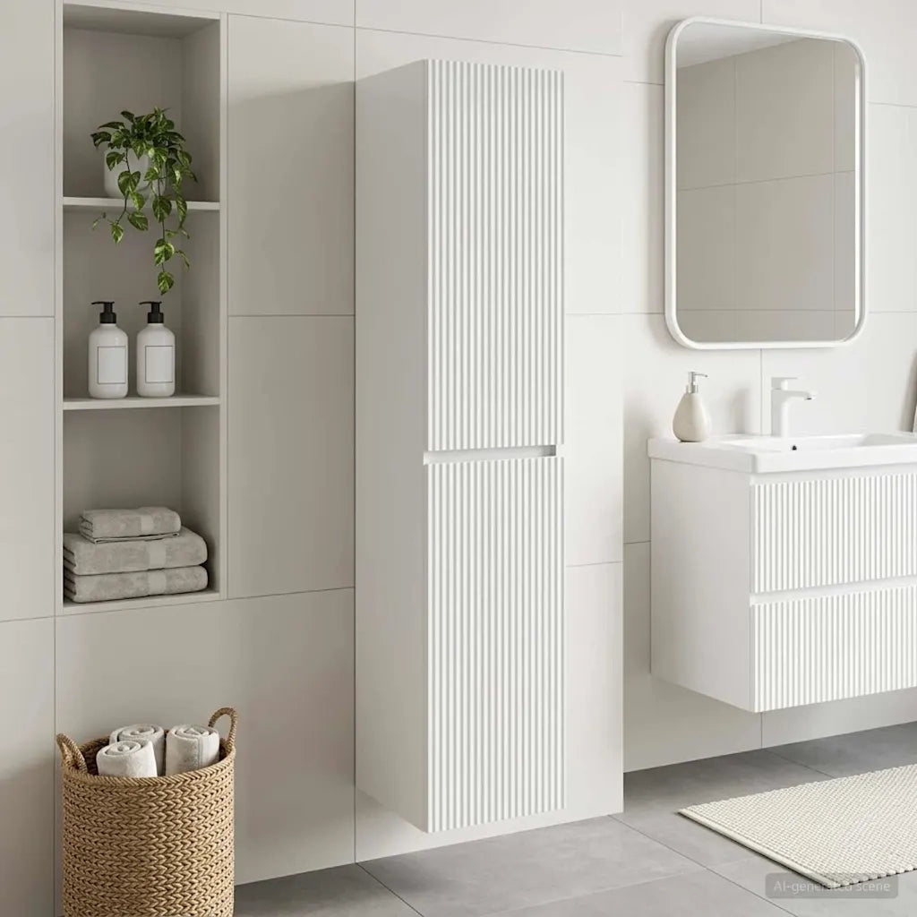 Mobiletto da Bagno a Muro Bianco Lucido 33 x 34,5 x 160 cm 890516