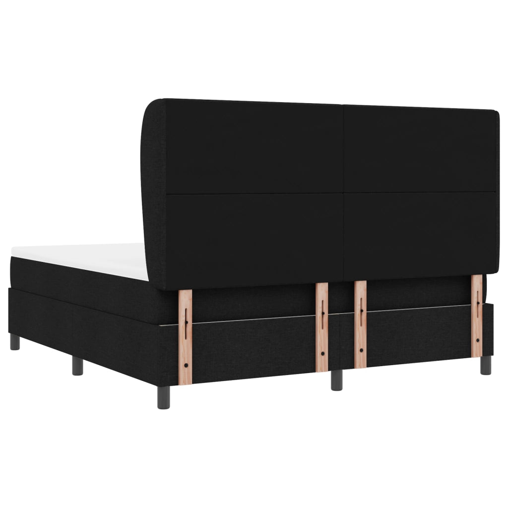 Letto a Box Spring Nero con Materasso, 180x200 cm, Tessuto