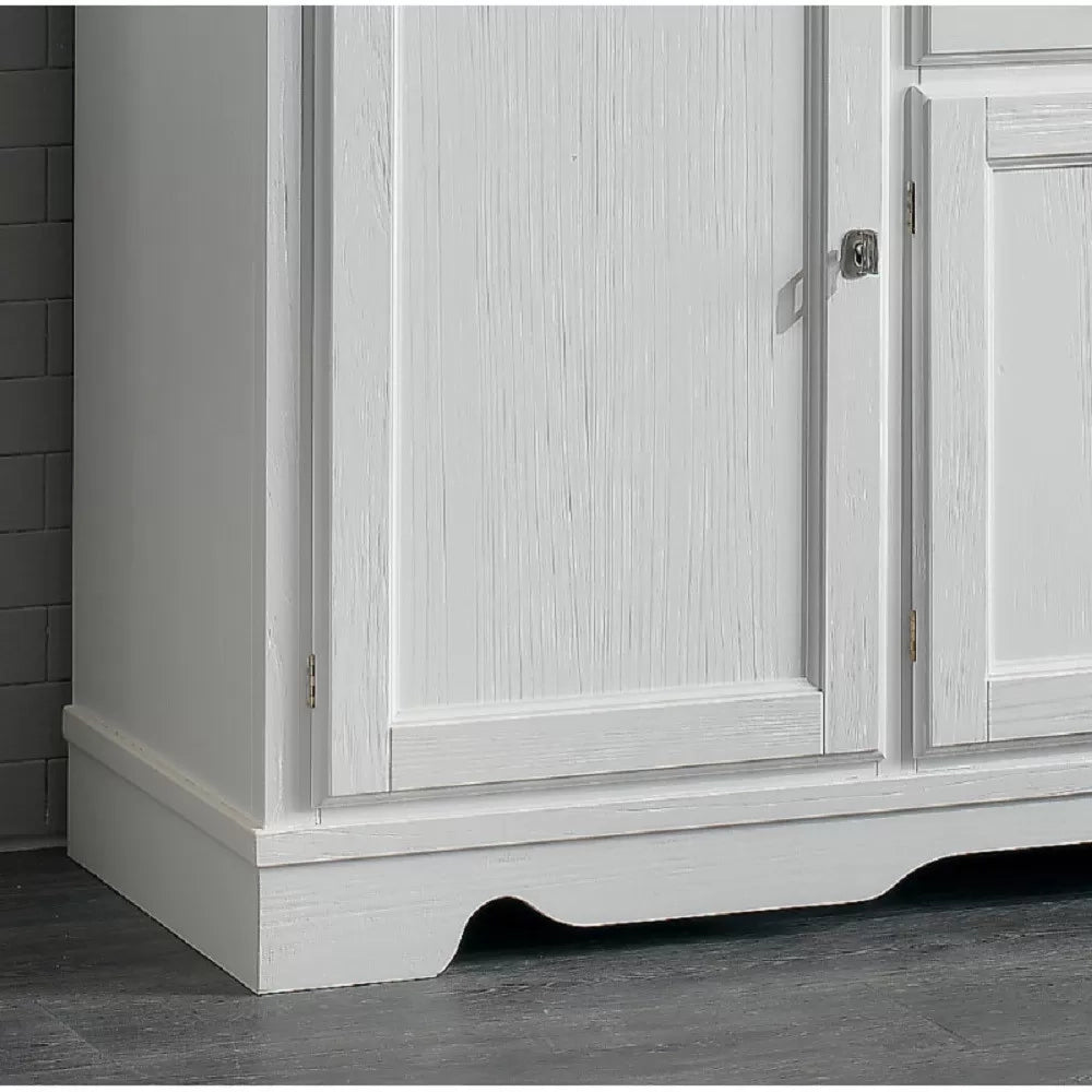 Madia credenza in legno massello 4 porte laccato bianco l.222 p.52 h.108 - Mobili 2G