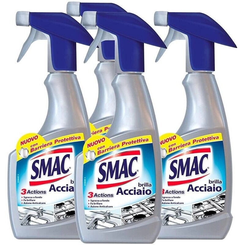 SET 4 CONFEZIONI DI SPRAY SMAC BRILLA ACCIAIO IN CONFEZIONE DA 520 ML CIASCUNO