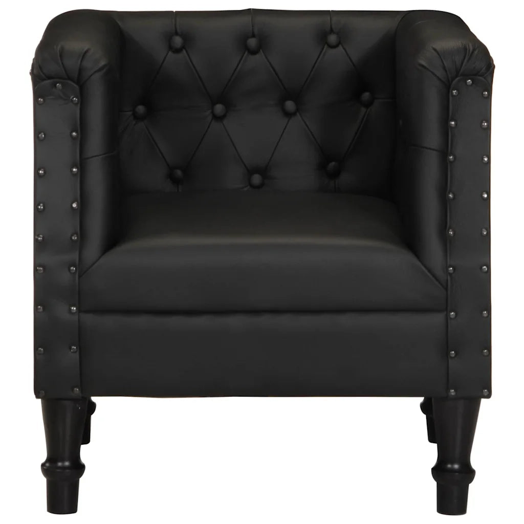 Divano Sedia-Poltrona Nera in Vera Pelle 300986