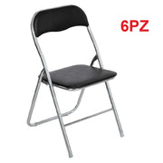 Set 6 Pezzi Sedie Imbottite Pieghevoli Colore Nero Struttura Silver Sedia Metal
