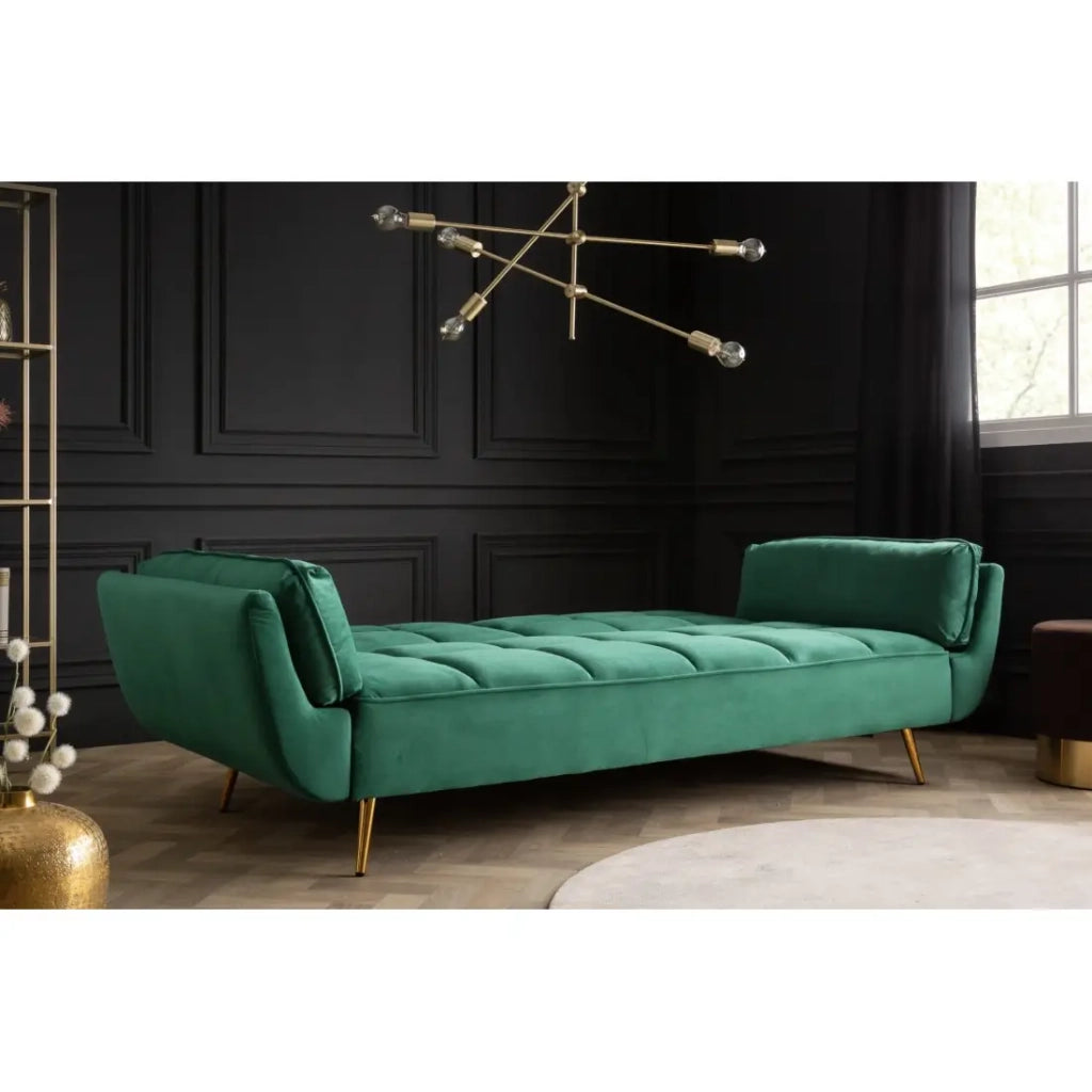 Divano dritto NEVISI verde smeraldo – Divano scandinavo trasformabile in velluto