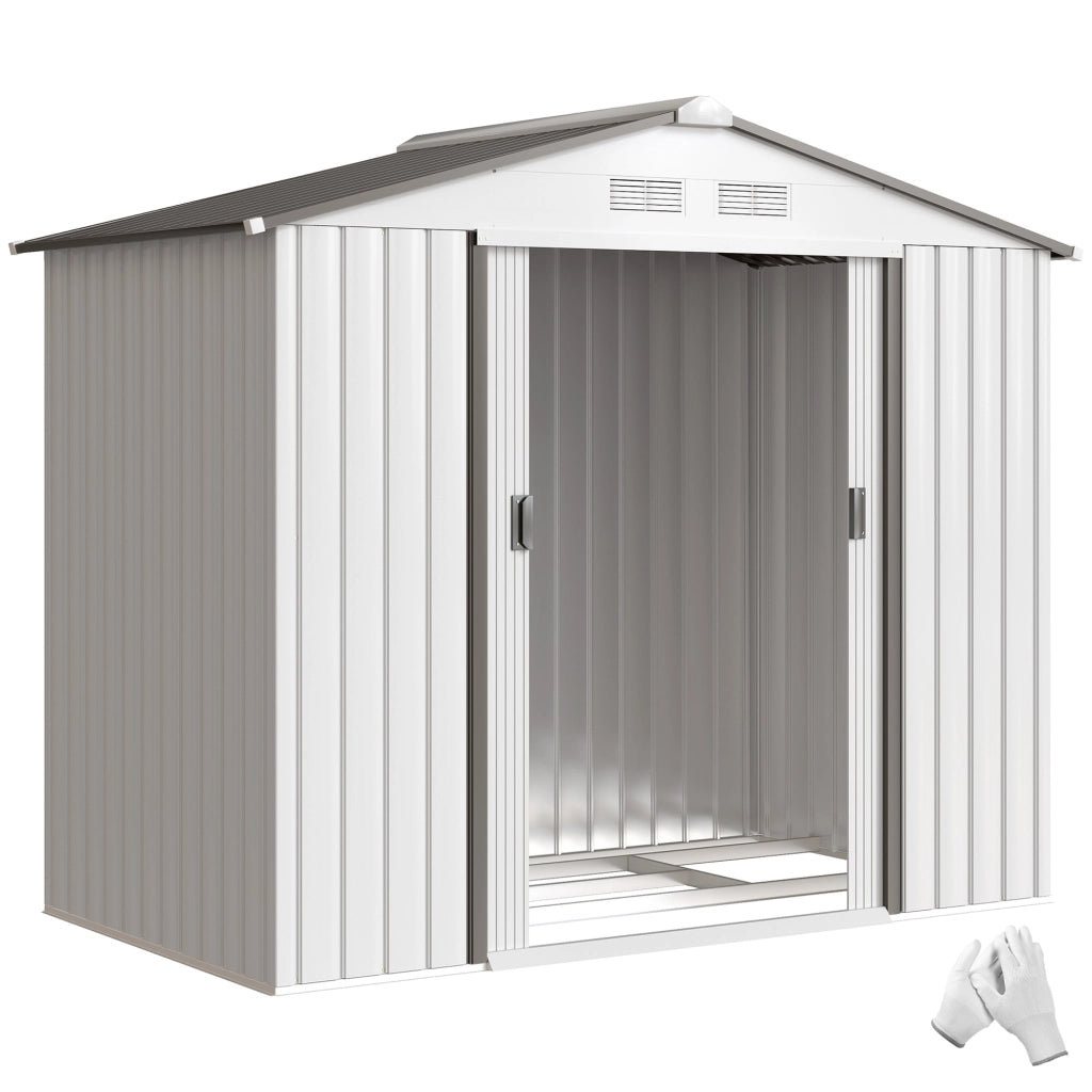 Casetta da giardino ¨C zephmum ¨C bianco metallo 213x130x185 cm