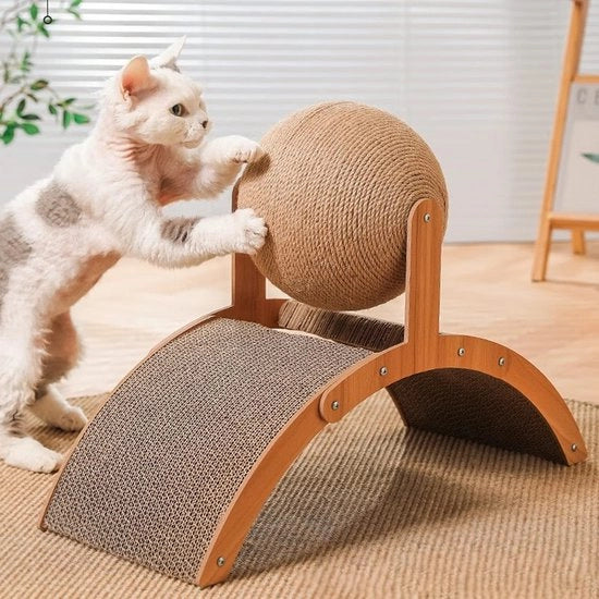 Krabplank per gatto, giocattolo per gatti, 2-in-1 letto per gatti & krab giocattolo con krabbal, ideale per grattarsi, giocare e riposare, progettato ergonomicamente per gatti.