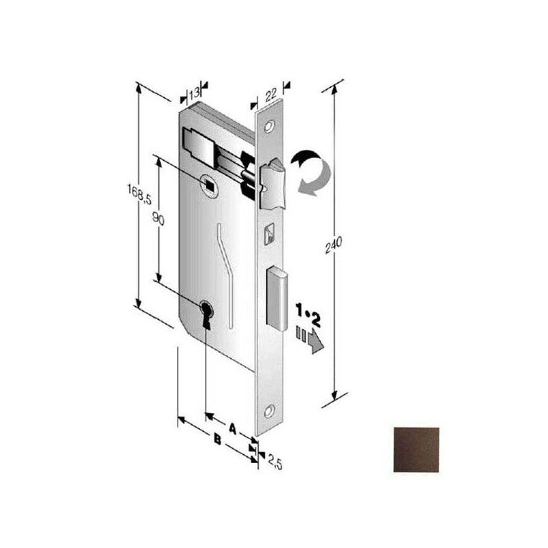Serratura Patent Mm 8X90 E30 Bq Bronzata Gb
